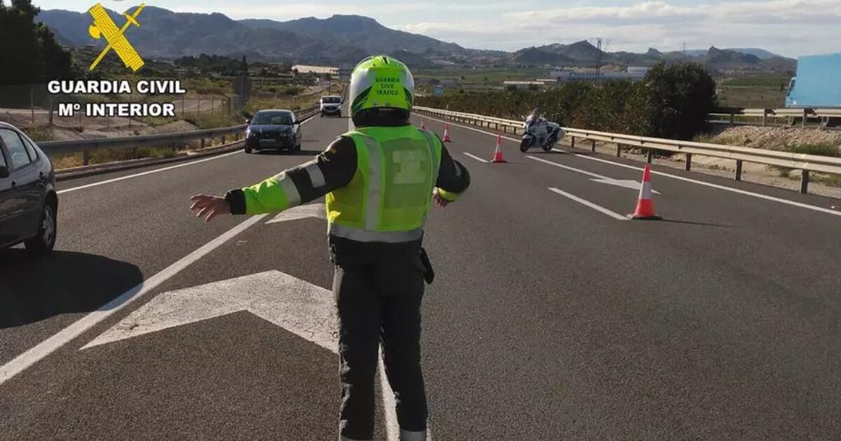 Un agente de la Guardia Civil en un control desplegado en una autovía.