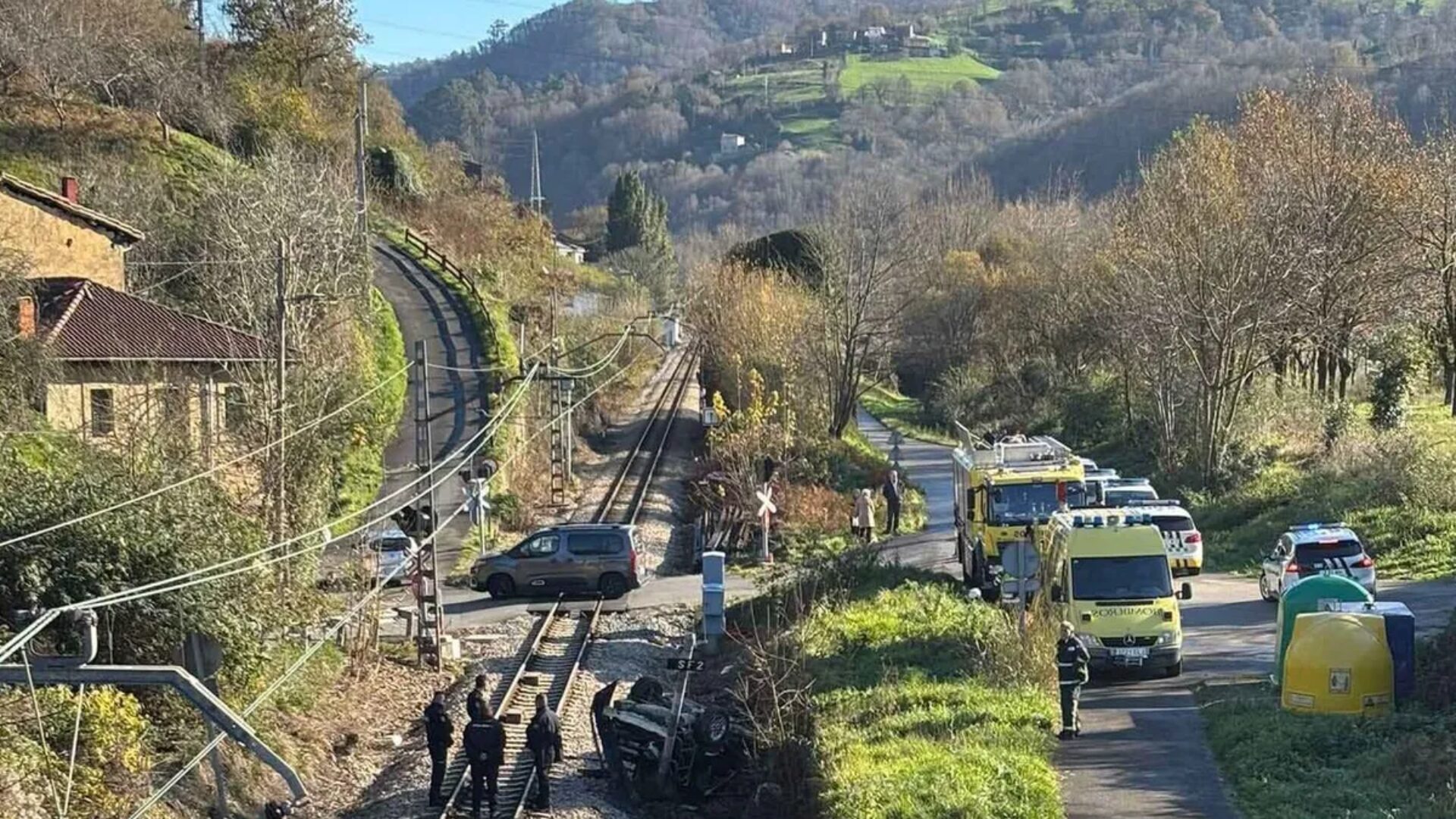 Imagen del trágico accidente en la localidad asturiana de Langreo